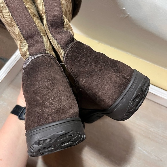 Coach Womens Sherman Signature C  Winter Suede Boots Chestnut Brown  Sz 5.5B - Picture 4 of 9